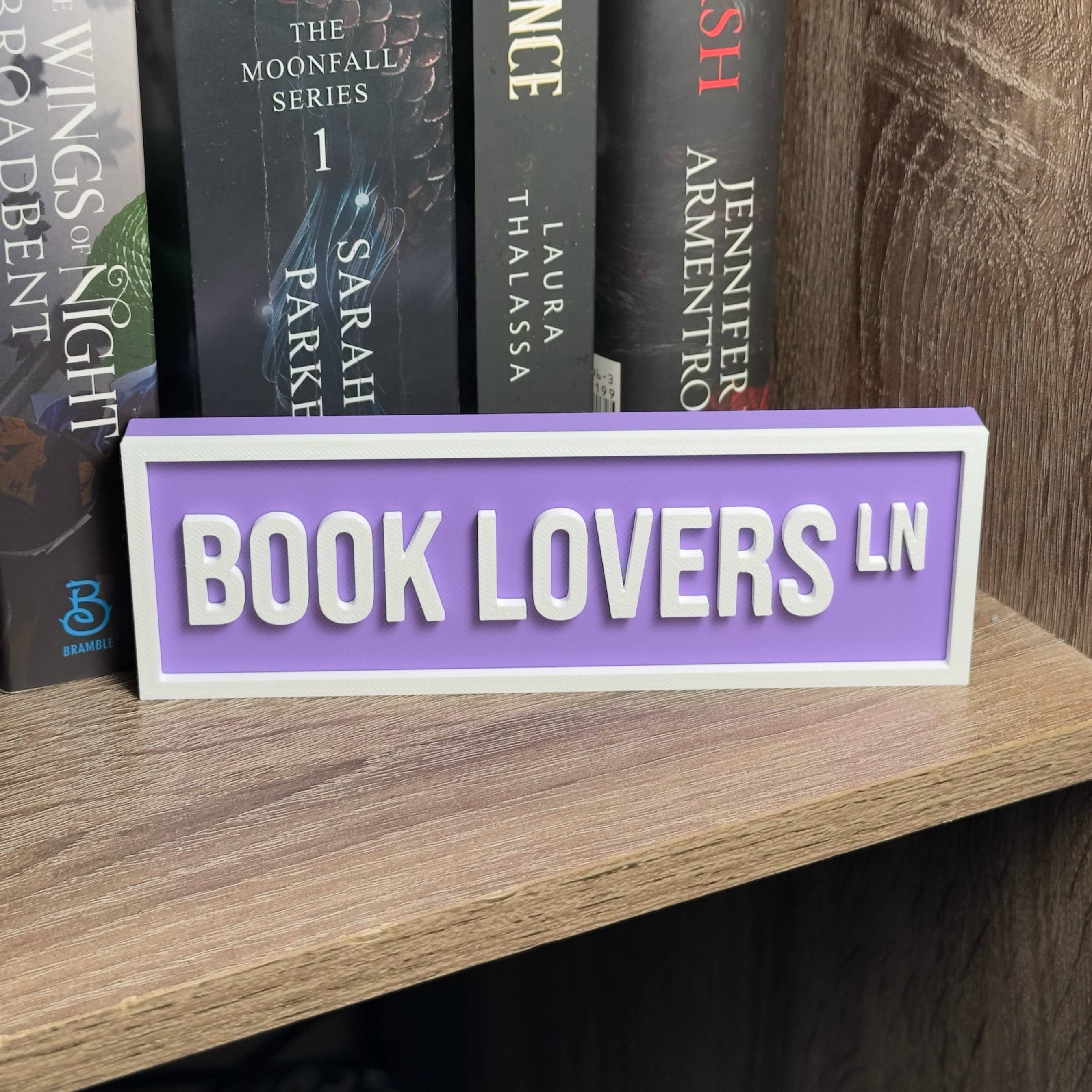 Book Lovers Street Sign | Bookshelf Decor : Purple Pastel